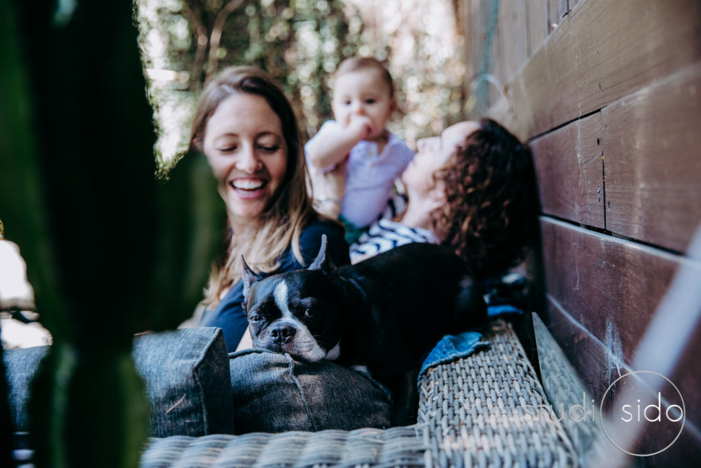 Young family and their dog in Silver Lake, Los Angeles, CA